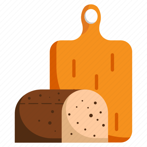 Bread, wooden plate, toasted, wheat bread, brown bread icon - Download on Iconfinder