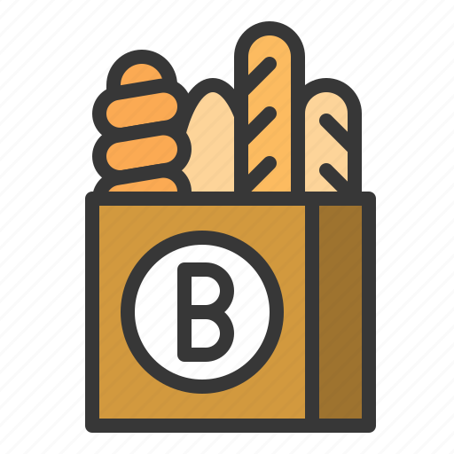 Bag, bakery, bread, gastronomy, grocery bag, shop icon - Download on Iconfinder