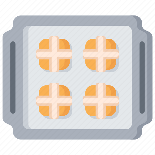 Baked, baking, buns, cooking, cross, food, hot icon - Download on Iconfinder