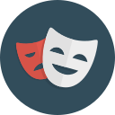 comedy, drama, happy, masks, sad, theatre icon