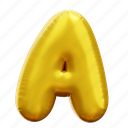 a, letter, alphabet, balloon alphabet, gold alphabet 