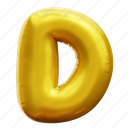 d, letter, alphabet, balloon alphabet, gold alphabet 