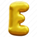 e, letter, alphabet, balloon alphabet, gold alphabet 