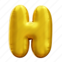 h, letter, alphabet, balloon alphabet, gold alphabet 