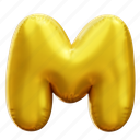 m, letter, alphabet, balloon alphabet, gold alphabet 