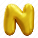 n, letter, alphabet, balloon alphabet, gold alphabet 