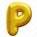 p, letter, alphabet, balloon alphabet, gold alphabet 