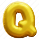 q, letter, alphabet, balloon alphabet, gold alphabet 