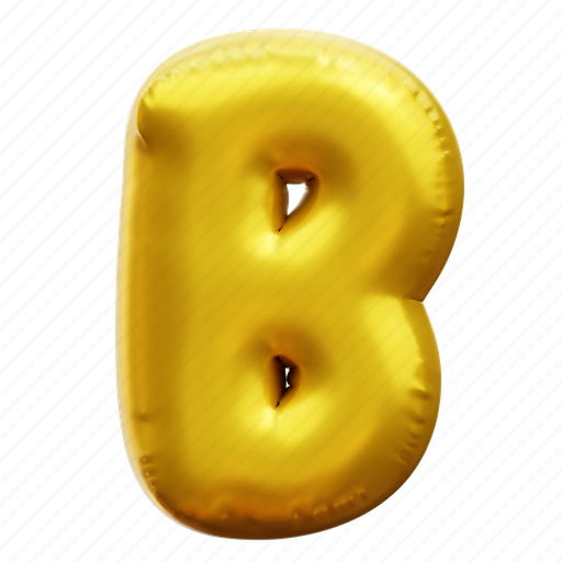 B, letter, alphabet, balloon alphabet, gold alphabet 3D illustration - Download on Iconfinder