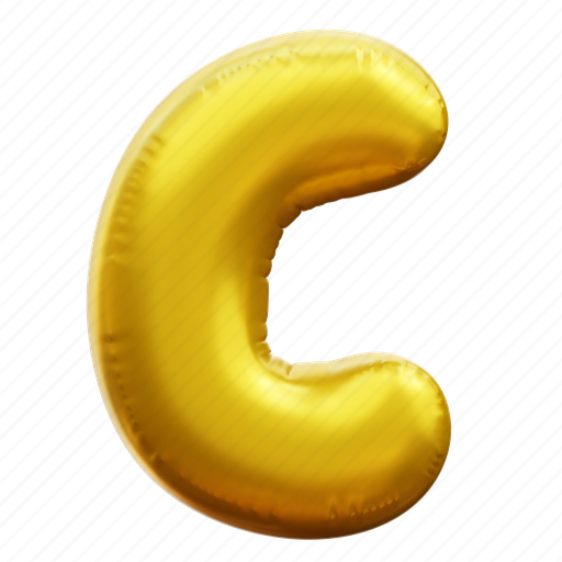 C, letter, alphabet, balloon alphabet, gold alphabet 3D illustration - Download on Iconfinder