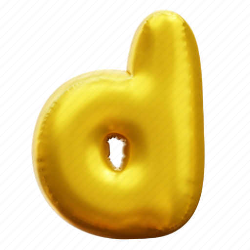 D, letter, alphabet, balloon alphabet, gold alphabet 3D illustration - Download on Iconfinder