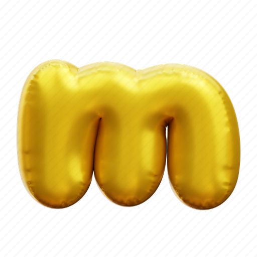 M, letter, alphabet, balloon alphabet, gold alphabet 3D illustration - Download on Iconfinder