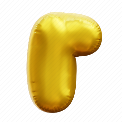 R, letter, alphabet, balloon alphabet, gold alphabet 3D illustration - Download on Iconfinder
