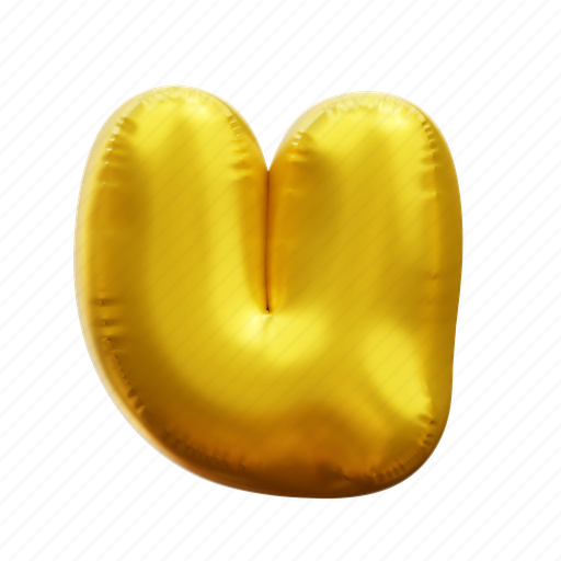 U, letter, alphabet, balloon alphabet, gold alphabet 3D illustration - Download on Iconfinder