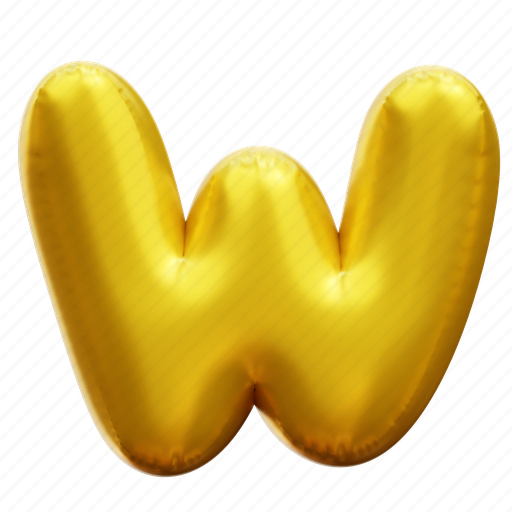W, letter, alphabet, balloon alphabet, gold alphabet 3D illustration - Download on Iconfinder