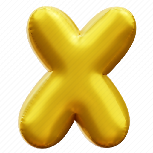X, letter, alphabet, balloon alphabet, gold alphabet 3D illustration - Download on Iconfinder