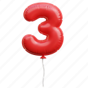 three, number, balloon, decoration, celebration 