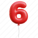 six, number, balloon, decoration, celebration 