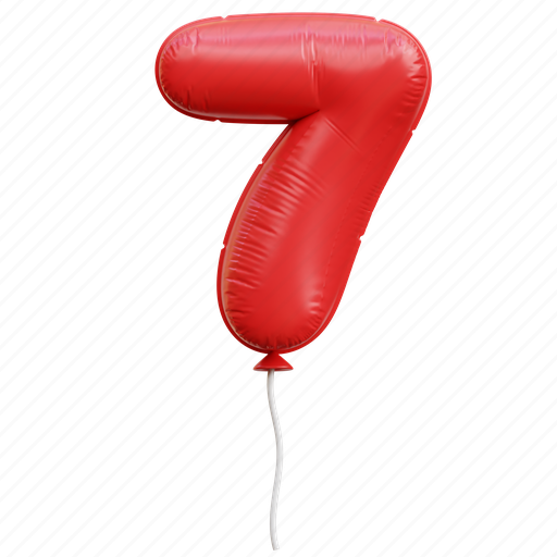 Seven, number, balloon, decoration, celebration 3D illustration - Download on Iconfinder