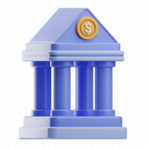 Bank, dollar, currency, finance, banking, financial, building 3D illustration - Download on Iconfinder