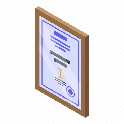 Bank, business, cartoon, diploma, frame, isometric, retro icon - Download on Iconfinder