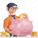 savings, money, piggy, bank, finance, render, banking, illustration, currency 