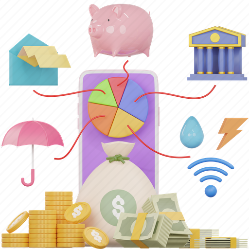 Expense, money, finance, saving, render, currency, illustration 3D illustration - Download on Iconfinder