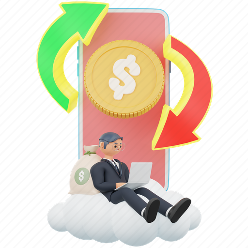 Money, exchange, dollars, payment, render, currency, finance 3D illustration - Download on Iconfinder