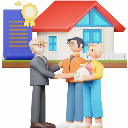 Mortgage, housing, loan, contract, agreement, render, illustration 3D illustration - Download on Iconfinder