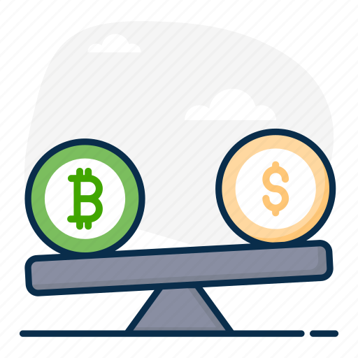 Bitcoin with dollar, btc, btc to usd, currency balance, measuring money, money balance, usd icon - Download on Iconfinder