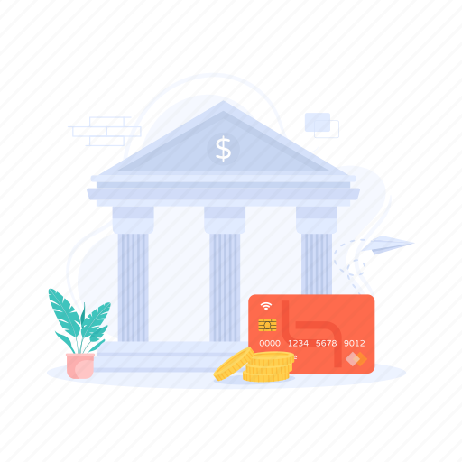 Banking operations, bank building, financial institute, depository building, credit card illustration - Download on Iconfinder