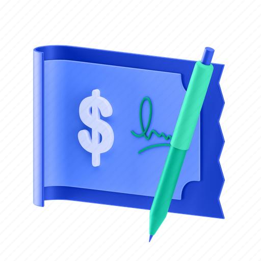 Check, money, bank, finance, payment, transfer 3D illustration - Download on Iconfinder