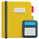 accounting, banking, calculator, notebook, book, finance, financial, 3d