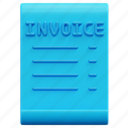 invoice, banking, expense, statement, document, paper, report, 3d