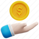 payment, banking, hand, money, coin, dollar, currency, 3d