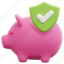 insurance, banking, piggy, bank, money, secure, protection, shield, 3d 