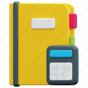 accounting, banking, calculator, notebook, book, financial, finance, 3d