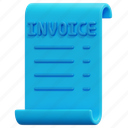 invoice, banking, expense, statement, document, report, paper, 3d