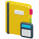 accounting, banking, calculator, notebook, finance, book, financial, 3d 