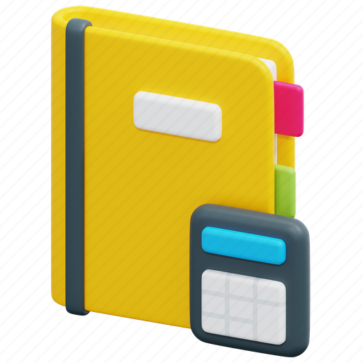 Accounting, banking, calculator, notebook, finance, book, financial 3D illustration - Download on Iconfinder