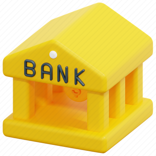 Banking, bank, building, coin, currency, money, finance 3D illustration - Download on Iconfinder