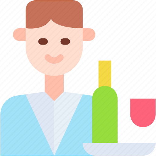 Waiter, food, tray, serving, boy, man icon - Download on Iconfinder