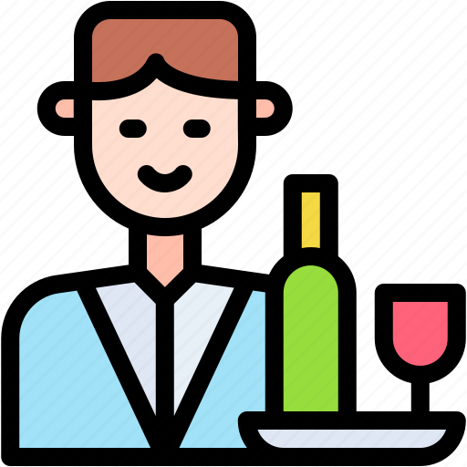 Waiter, food, tray, serving, boy, man icon - Download on Iconfinder