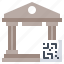 banking, barcode, buildings, columns, finance, qr code 