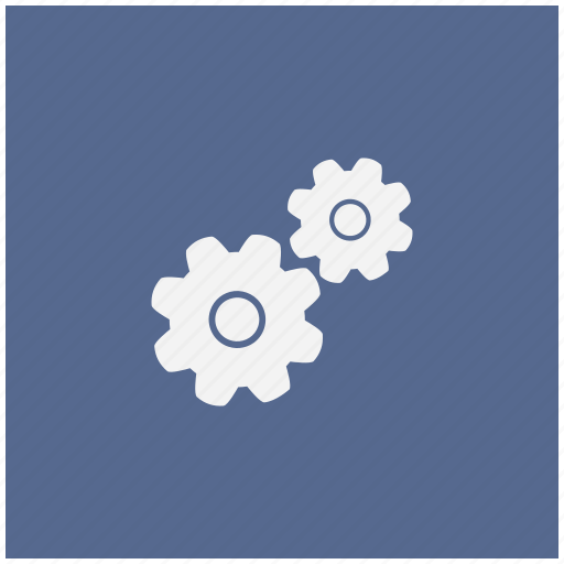 Blue, engine, gears, mechanism, settings, square icon - Download on Iconfinder