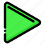 multimedia player, play button, start button, triangle button, green triangle 