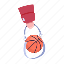 basketball bag, holding basketball, holding bag, sports bag, basketball