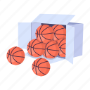 basketball balls, balls box, hoop balls, basketballs, game balls