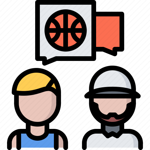 Ball, basketball, coach, dialog, player, sport, talk icon - Download on Iconfinder