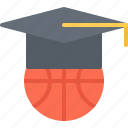ball, basketball, cap, education, graduation, player, sport